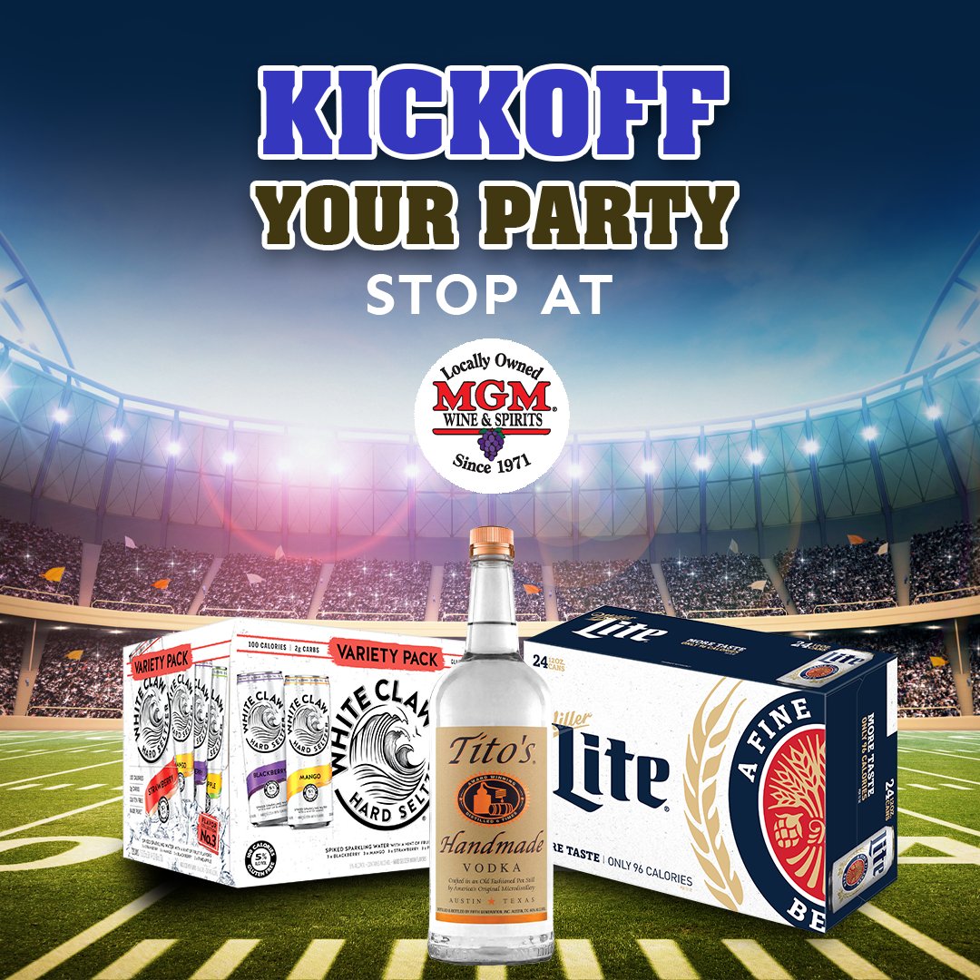 Having a SUPER time this Sunday starts with a trip to MGM Wine &amp; Spirits! Score big for your football party with our large selection of the best big-game beverages! 🏈 

📍 Find a location near you: bit.ly/2X1e93C