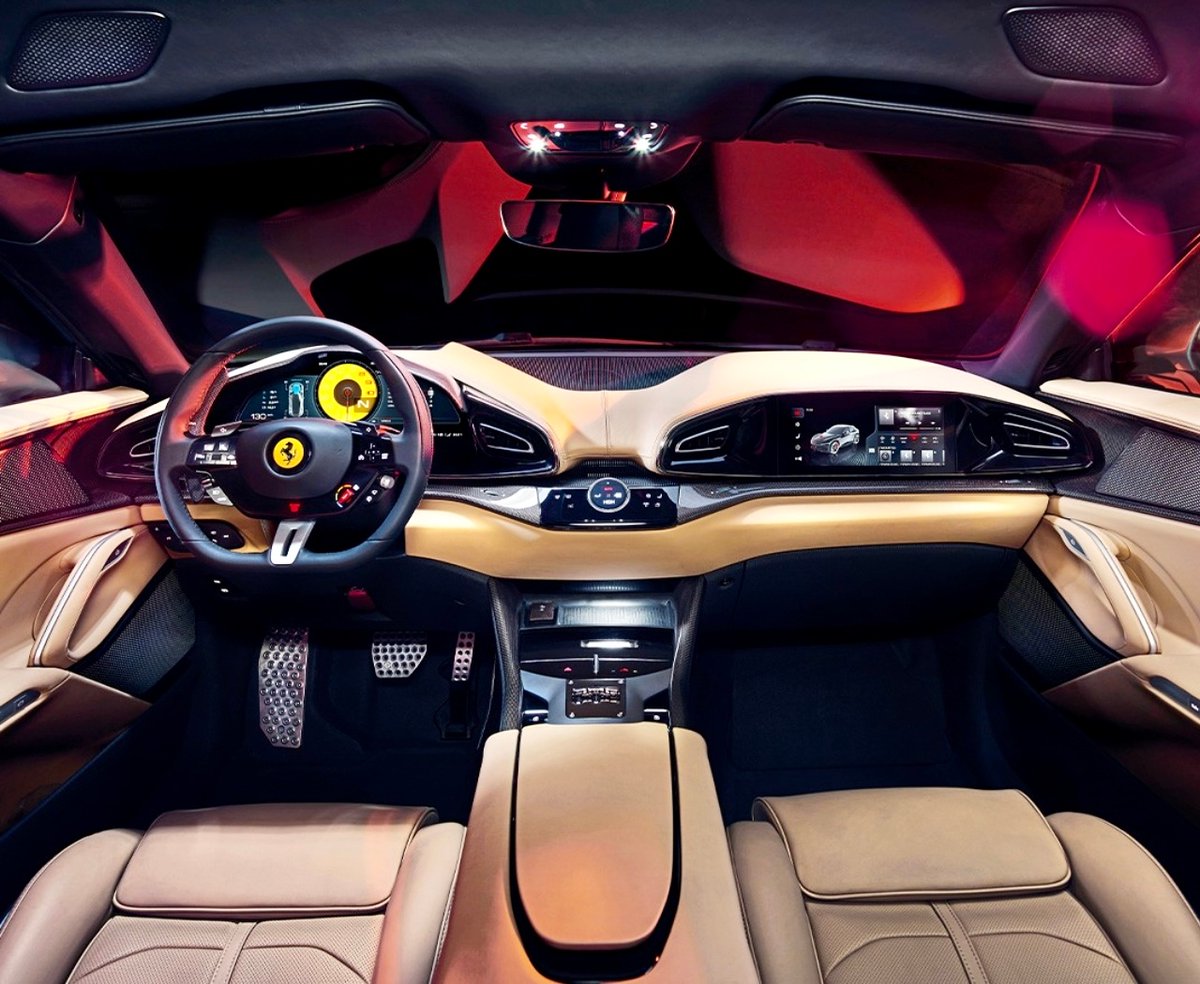ExoticsPass's tweet photo. The interior of the 2023 Ferrari Purosangue. Elegant, understate, extraordinary. This car makes our hearts race. 

#Ferrari #exquisite #elegant #ExoticsDAO https://t.co/ikEwpLFtu0