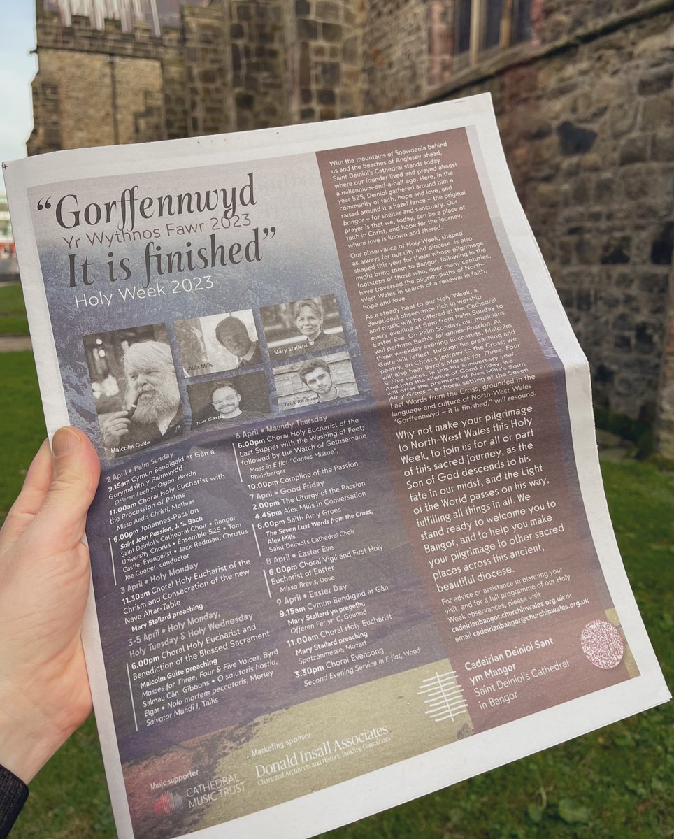 sionrhysevans's tweet photo. Glad to launch our Holy Week programme in this week’s @ChurchTimes with an invitation make pilgrimage to join us for @malcolmguite’s words, @alexjosephmills’s music, &amp; @jackredmanmusic &amp; Tom Castle’s singing. Grateful to @InsallArch &amp; @_cathedralmusic for help to make it happen https://t.co/9NiU1oMQ1M