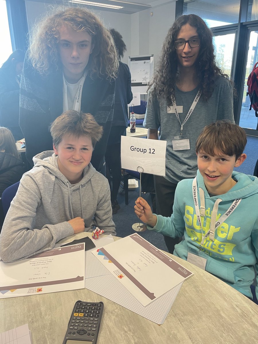 Avantihall1's tweet photo. Congratulations Dylan, Kynsa, Ella and Freddie who represented us in the Team Physics Challenge organised by Exeter Maths School. They came first in the practical round, working out terminal velocity using only a ping pong ball and a metre ruler. Well done! #exetermathsschool https://t.co/Orj0R4NvWa