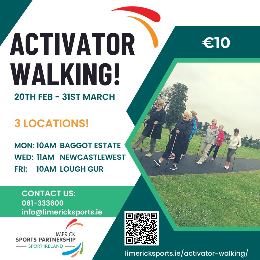 Limericksports's tweet photo. 📣 ACTIVATOR WALKING!

Running in 3 locations:
📍 Baggot Estate
📍 Newcastlewest Community Centre
📍 Lough Gur

info/register:
🔗 https://t.co/wMgJl6BOmL

@sportireland @Limerick_ie @WestLimerick102 @Live95Limerick @HealthyLimerick @LoughGurVisit @HospitalFRC 
#activatorwalking https://t.co/XSJZ8fbHVk