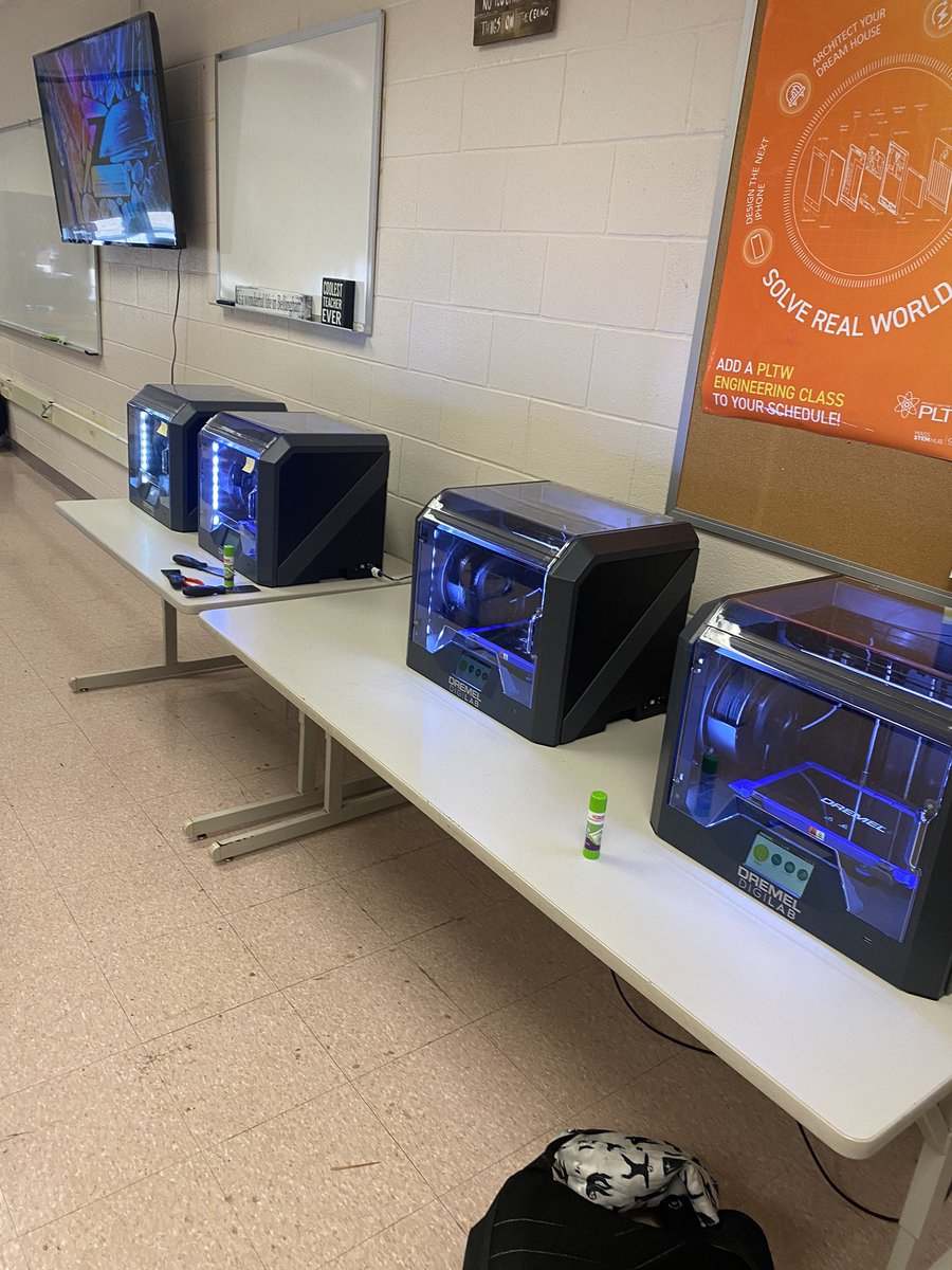 Our Manufacturing Pathway is getting additions! New 3D printers and Laser cutter- robotic arm coming soon! <a href="/meglafayette/">Megan Lafayette</a> @Mass_STEMHub #pltw #STEM