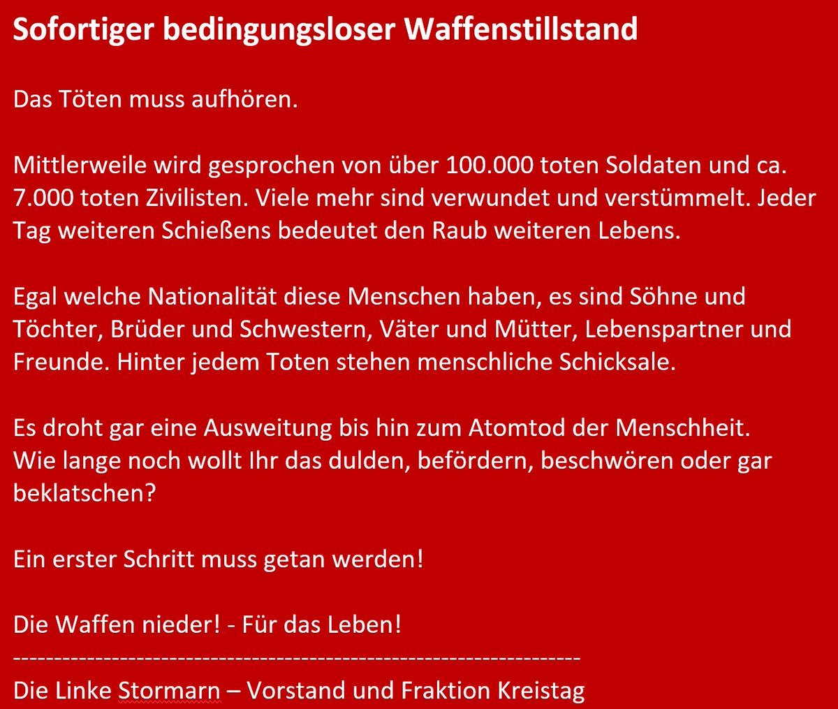 LINKEStormarn's tweet photo. #DieLinke #Stormarn #BadOldesloe #Ahrensburg #Trittau #Bargteheide #Reinfeld #Reinbek #Glinde #Barsbüttel #Siek https://t.co/Gix2KnSEOZ