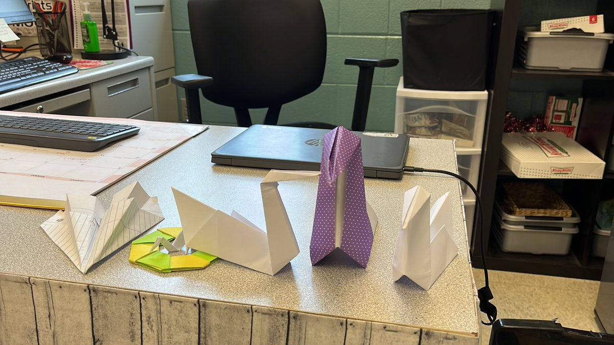 Anytime I get a little frustrated or overwhelmed by my students, I simply look at the small army of origami swans my kiddos have been gifting me. They are starting to take over my desk. 😂