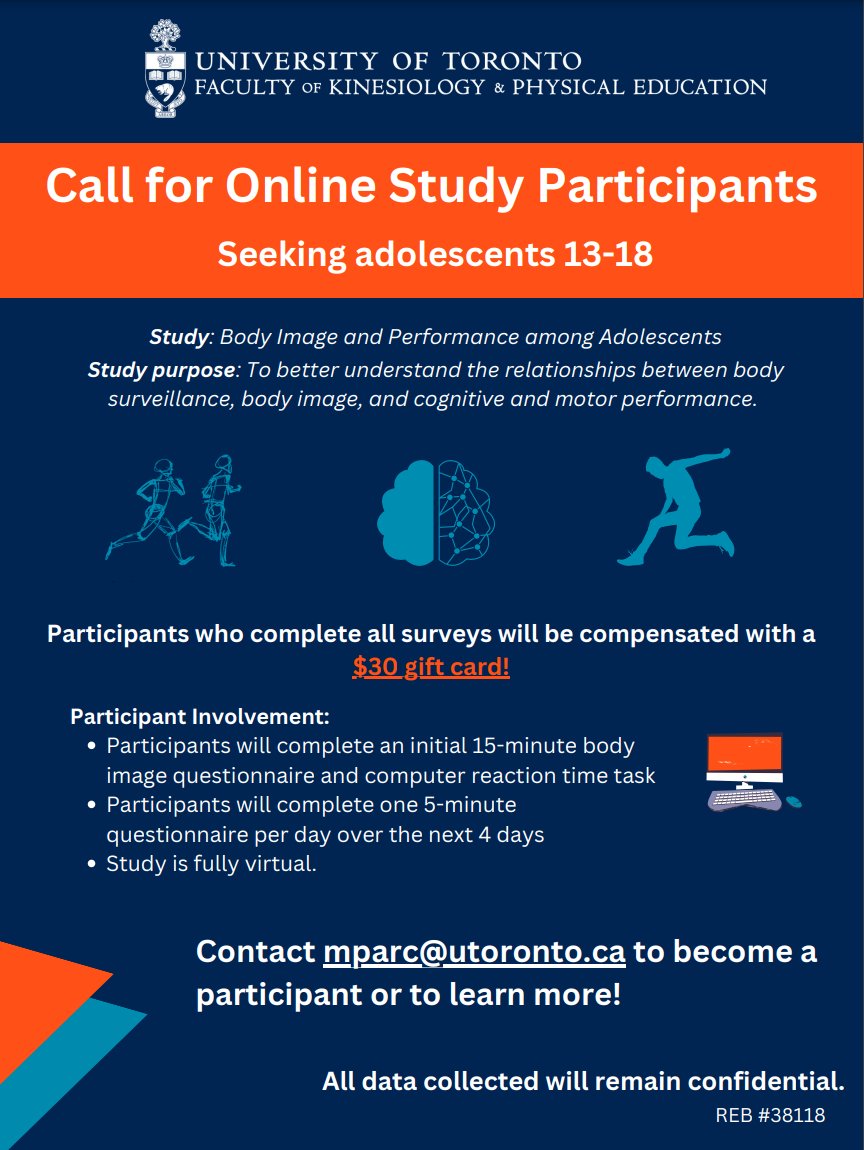 MPARC (@mparc_uoft) on Twitter photo 📢CALL FOR ADOLESCENT PARTICIPANTS📢
Members of the MPARC research team are conducting an online study and are recruiting adolescent participants. Please reach out and/or share with anyone who may be interested! #research #bodyimage #bodyimageresearch 📢CALL FOR ADOLESCENT PARTICIPANTS📢
Members of the MPARC research team are conducting an online study and are recruiting adolescent participants. Please reach out and/or share with anyone who may be interested! #research #bodyimage #bodyimageresearch