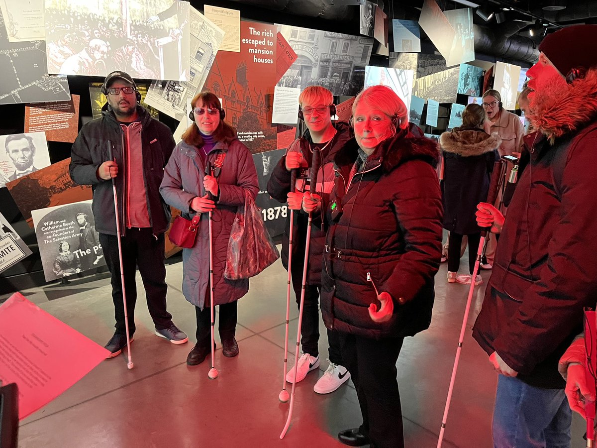 barton_kell's tweet photo. 1/2 Today members of both north west Sight Loss Councils visited @strawberryfield in #Liverpool 

As well going on an audio described tour of the exhibition members enjoyed the chance to socialise and discuss joint working on projects for the year ahead.

#blind #PartiallySighted https://t.co/ka50n4LE2E