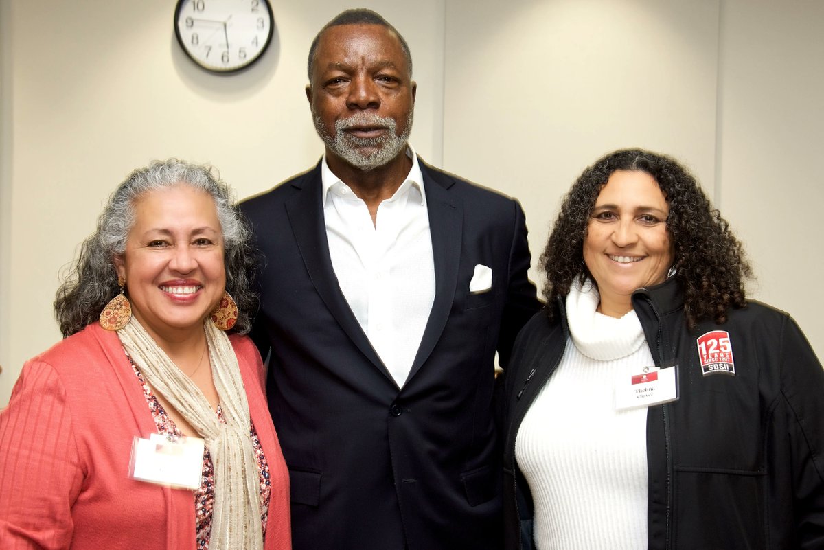 SDSUEngineering's tweet image. #AztecsforLife: Assistant Dean of Engineering for Student Affairs Theresa Garcia and @sdsusciences' MARC Program Coordinator Thelma Chavez had the opportunity to meet alumnus Carl Weathers during his return visit to SDSU!

More on his visit: buff.ly/3RMjAPC