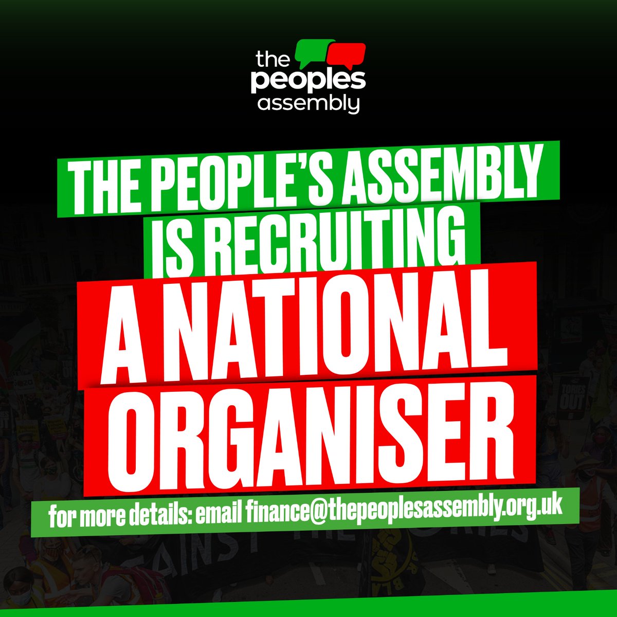 People's Assembly are recruiting a National Organiser to lead our campaigns and communication. Applications close on 24 Feb. 

Further details here: thepeoplesassembly.org.uk/national-organ…