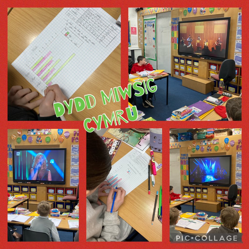 Year6PDCS's tweet image. As part of #DyddMiwsigCymru2023 we have been developing our Numeracy skills! We enjoyed listening to a range of Welsh music, recording opinions and sharing findings #HandlingData #AmbitiousCapableLearners