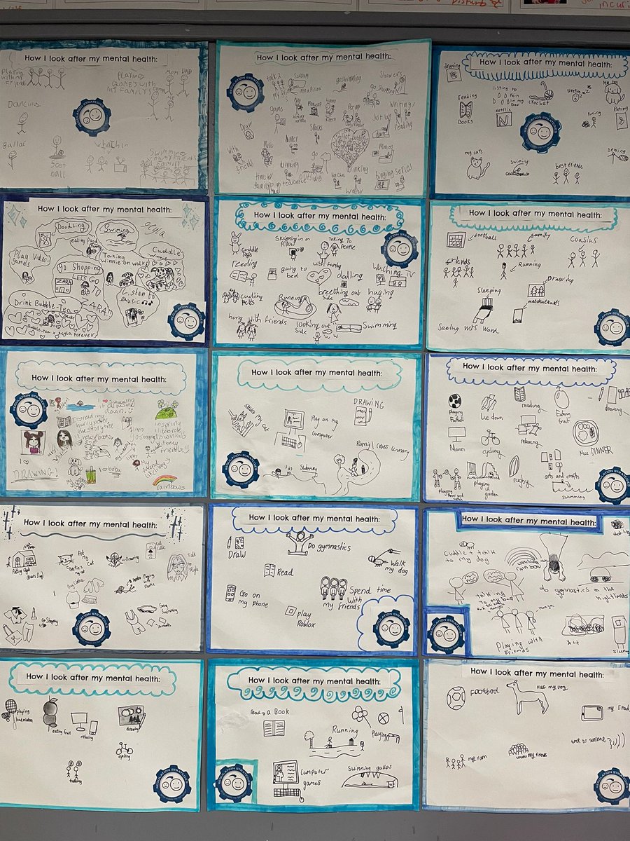 P6W identified the different ways they look after their mental health while learning about the Emotion Works’ blue cog - regulation strategies. 💙⚙️ #mentalhealthweek2023 @EmotionWorksCIC #DPSP6W
