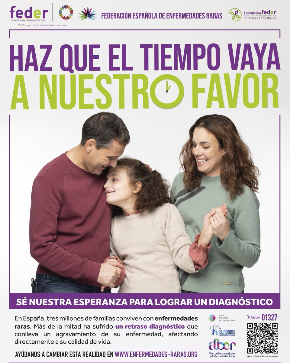 🟢 No podemos retroceder en el tiempo, pero sí podemos hacer que el tiempo vaya a nuestro favor:

👉Creando y fomentando líneas de investigación y diagnóstico

#enfermedadesraras #somosfeder