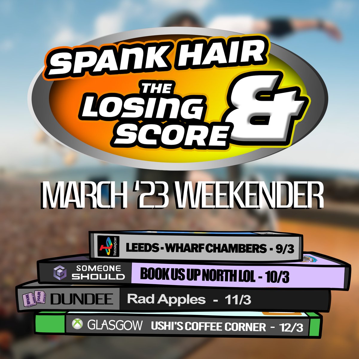 thelosingscore's tweet photo. SURPRISE! We're doing a little run next month with @spank_hair

We'll be hitting up Leeds, Glasgow, and playing our first-ever gig in Dundee! Ticket links will be added in the replies as they go live :)

It's gonna be a fun one, come hang out x https://t.co/URDPErjiOc