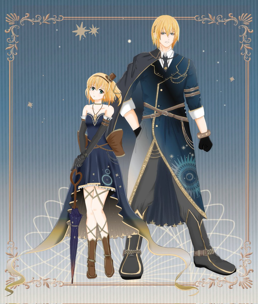 エドナちゃんの一番星妄想衣装。
並べたかった…！
アイゼンはこの前描いたやつ。
地兄妹はいいぞ。

#テイルズ