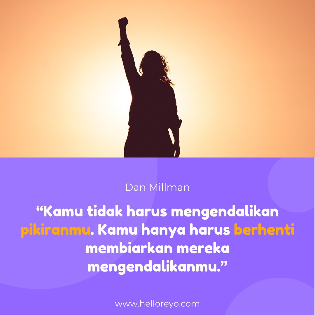 helloreyo_id's tweet photo. “Kamu tidak harus mengendalikan pikiranmu. Kamu hanya harus berhenti membiarkan mereka mengendalikanmu.” - Dan Millman

#kesehatanmentalindonesia #lawankesepian #quotesdaily #curhatitusehat #curhattanpadihakimi #kesehatanmental #amancurhat #teleponreyo #hidupsehatdenganreyo #Reyo https://t.co/7Z9htFoLQr