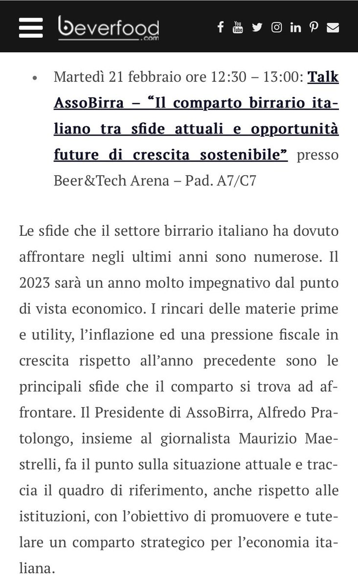 BRAMAsocial's tweet photo. Durante #BeerAndFoodAttraction (Rimini, 19 al 22 febbraio) @AssoBirra protagonista di diversi appuntamenti.

Martedì 21: Talk AssoBirra “Il comparto birrario italiano tra sfide attuali e opportunità future di crescita sostenibile”

Il Presidente di… https://t.co/429EAYx4JW