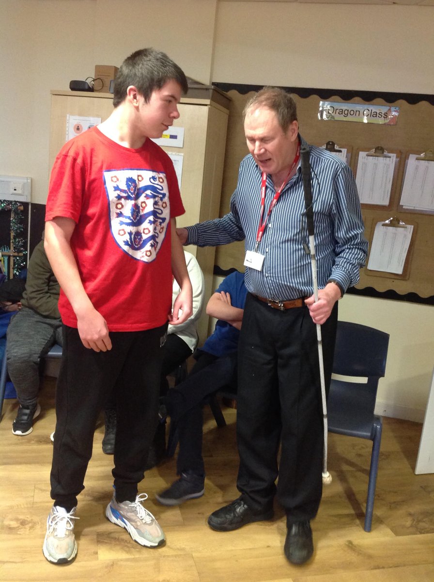 CarlMorganMusic's tweet photo. Children love using the cane! One of the most important facts I highlight is to teach the children to let the blind person take their arm, and not the other way around. So, next time you want to help a blind person, just offer your arm! https://t.co/witqpHVhPT https://t.co/OfXtpxzWEe