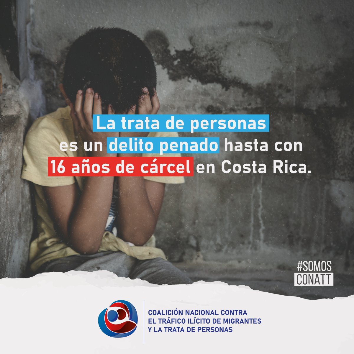 CONATTCR's tweet photo. La trata de personas es un delito penado hasta con 16 años de cárcel en Costa Rica. Ante un caso sospechoso de trata de personas usted puede denunciar la situación a la Policía Profesional de Migración, al 2106-4005, 6163-2096 o con el    
OIJ al 800-8000-645. https://t.co/W0N1yzgwMN