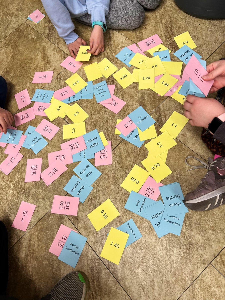 MissJoshi6's tweet photo. Math Games Fun!! Using our knowledge to pair fractions with pictures, decimals and words as well as making Lemonade Equivalent Fractions! 🍋 @GEDSB #MathFun #MathGames #Fractions #EquivalentFractions #MatchingGames #MakingLearningFun #SuccessForEveryStudent https://t.co/QFl4CeBGSC