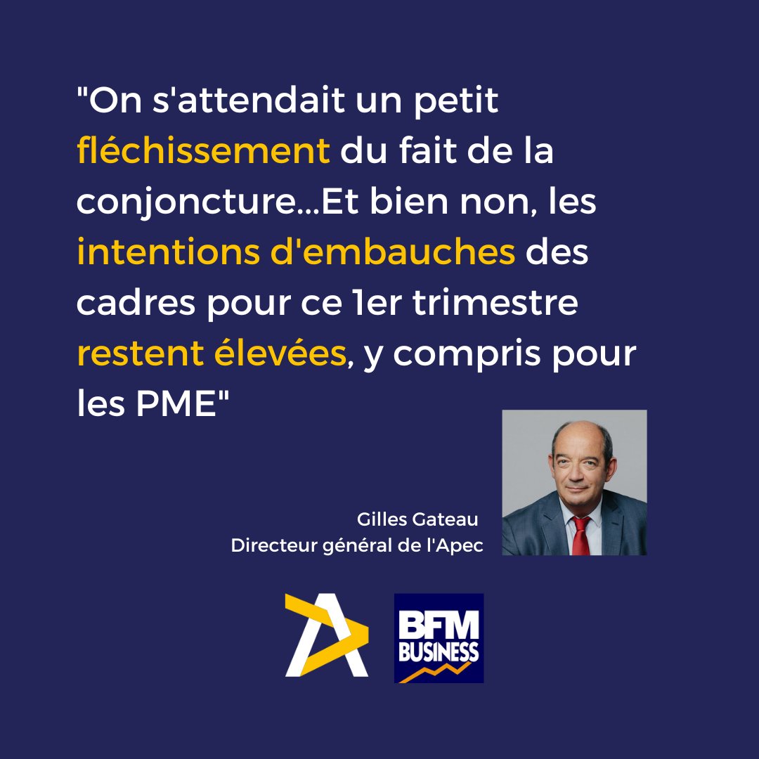 GillesGateau's tweet image. La dynamique du marché du #travail des #cadres reste bien orientée en ce début #2023 !
Pas de fléchissement des intentions d&apos;#embauches, des niveaux proches du T1 2021 pour les grands groupes et encore jamais vus pour les #PME depuis 2020 
On en parle🎙 bit.ly/3jNh9A2