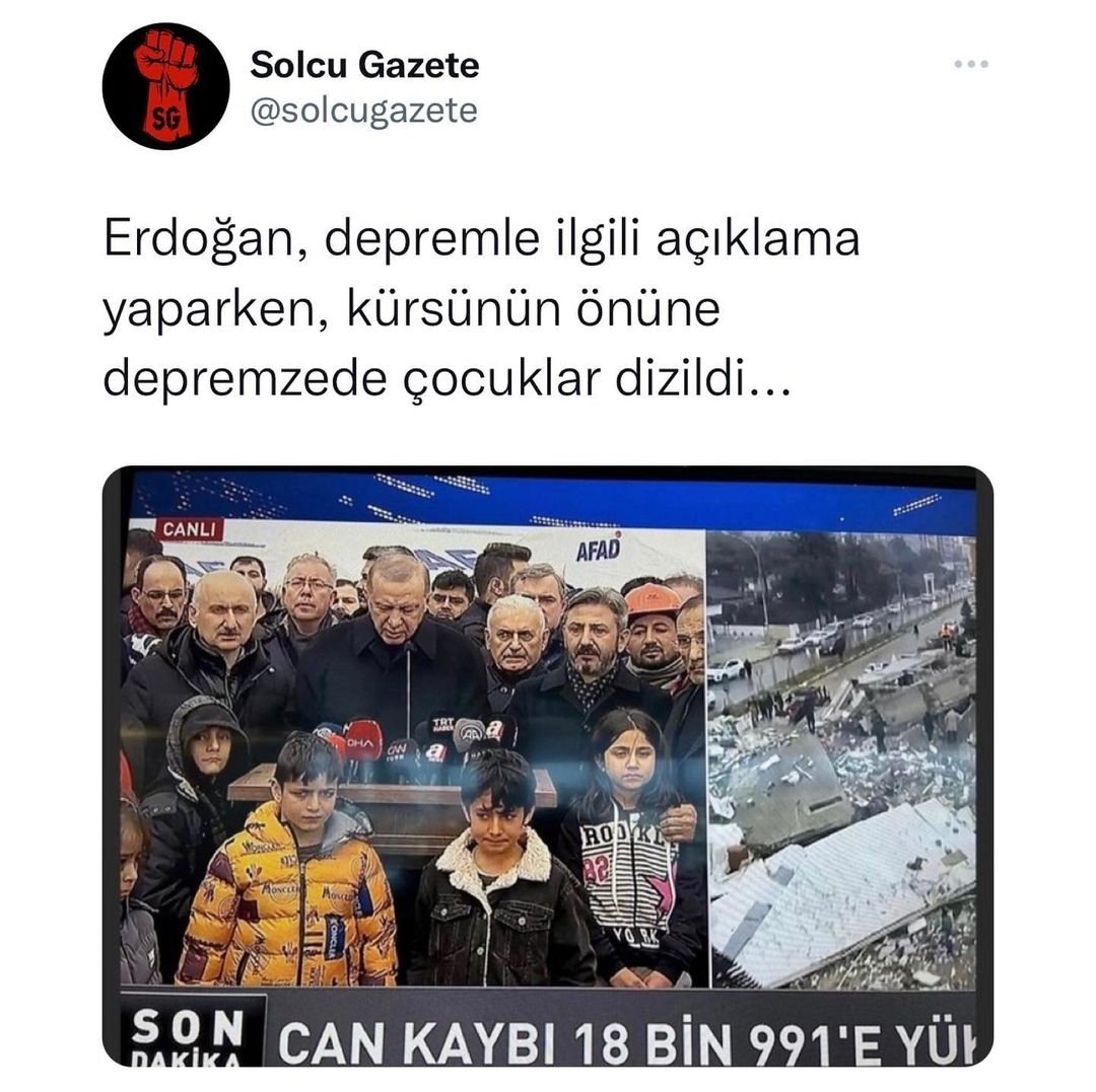 Diktatörler zorda kaldığında çocukları siper ederler. İşte Erdoğan!
#OpTurkey
#deprem
#DEPREMOLDU