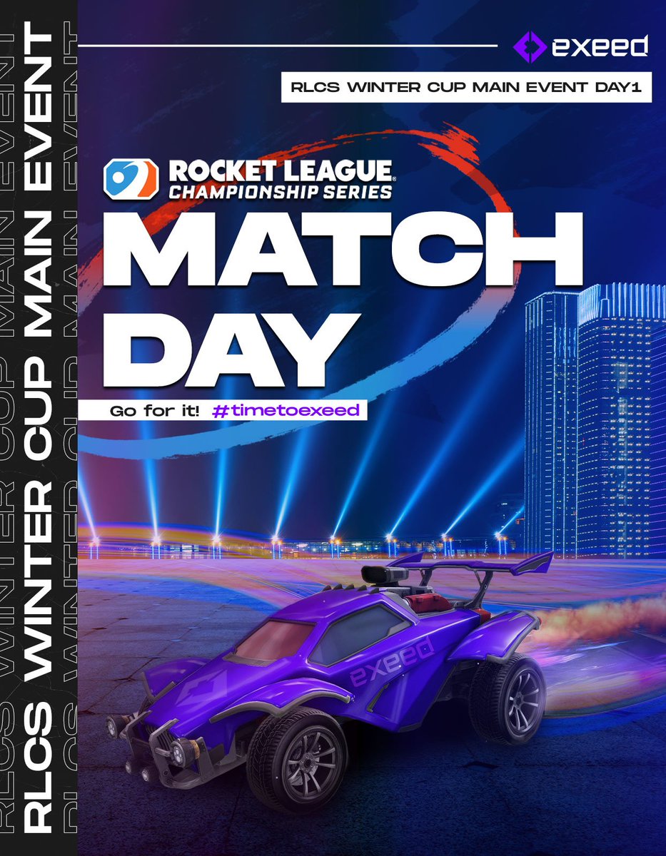 Hoje voltamos a campo pela RLCS!

Dia de Main Event da Winter Cup com narração ao vivo às 16h na twitch.tv/exeed_official

🎙️ <a href="/menexca/">Menexca - Alexandre Menescal</a> 

Vamos com tudo! Venha apoiar e torcer pela Exeed!

#RLCS #RocketLeague #TimeToExeed #MatchDay