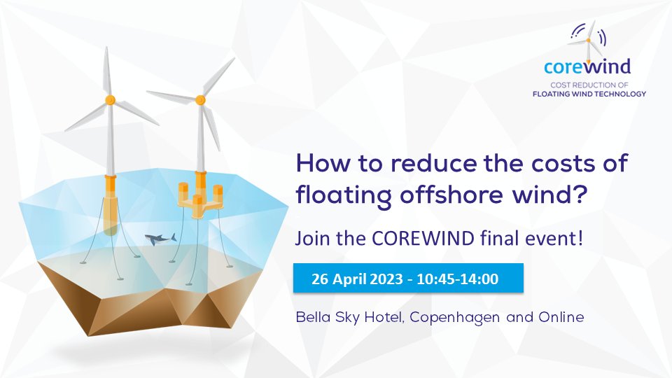 corewindeu's tweet photo. 🎉Great news! COREWIND's final event is on! 
#Register here &amp; meet us in April in #Copenhagen: 

👉 https://t.co/aNj07Tvr8L

#offshorewind #resesearch #innovation #windispower #corewind https://t.co/HBOmX2ZVHs