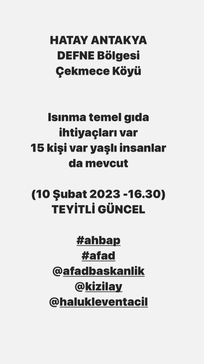 samastirem's tweet photo. @OguzhanUgur @ahbap @BabalaTv @haluklevent @AFADBaskanlik @Kizilay #hatayantakya #defneyardımbekliyor #defne https://t.co/jB79XmpUyC