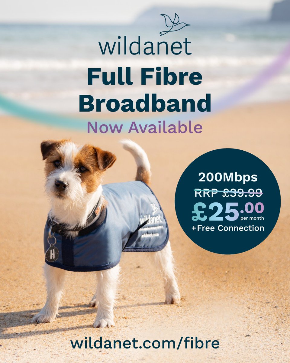 We're rolling out our high-speed, reliable, full fibre broadband network across Cornwall and the South West. Prices start from only £25 per month for 200Mbps with free connection. There's never been a better time to switch to Wildanet. wildanet.com/fibre for more info.