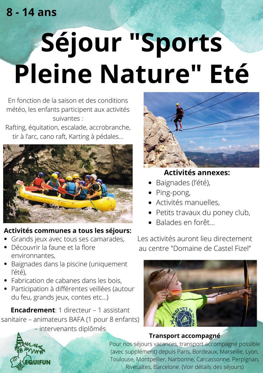 Séjour enfants Quad, découverte de la nature, activité manuelle. 6/10 ans