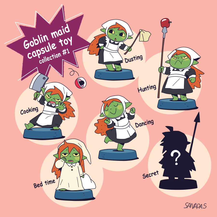 'Goblin maid capsuletoy collection!' ゴブリンメイドちゃんがガチャになりました！…という妄想　#originalcharacter
