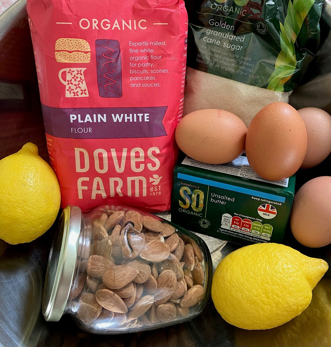 ruskinsociety's tweet image. It’s our tradition now to have a bubbly and cakes to celebrate John Ruskin’s birthday. This year, our new committee is busily baking a variety of cakes to be served at our event tomorrow – guess what a cake these ingredients will make?