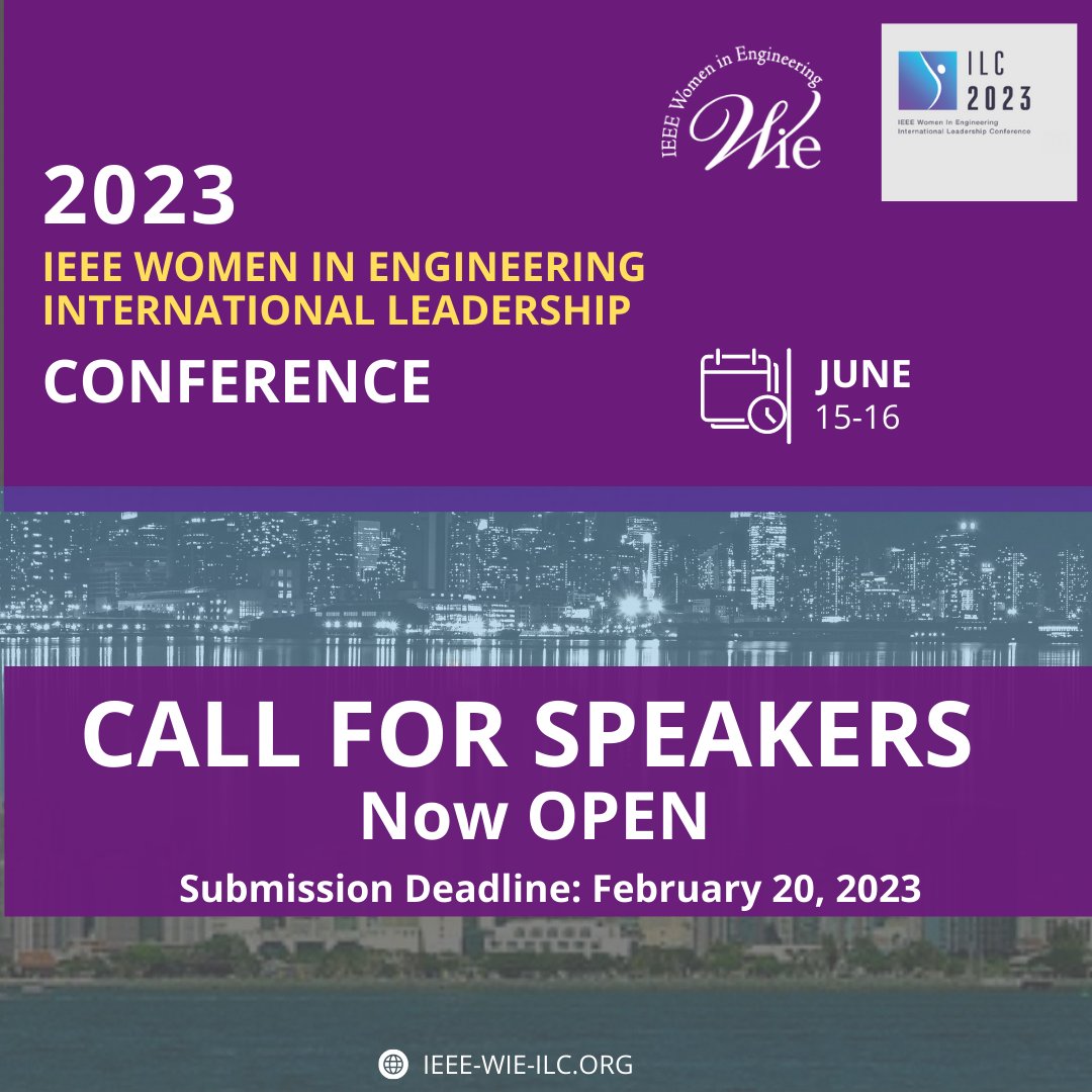 IEEE Women in Engineering Int'l Leadership Conf. (@wieilc) on Twitter photo ๐๐๐ฅ๐ฅ ๐๐จ๐ซ ๐๐ฉ๐๐๐ค๐๐ซ๐ฌ
The 2023 IEEE Women in Engineering International Leadership Conference (WIE ILC) is seeking submissions for speakers.
Submission Deadline: ๐
๐๐๐ซ๐ฎ๐๐ซ๐ฒ ๐๐, ๐๐๐๐.
Find more information via this link: ieee-wie-ilc.org/cfs2023/ ๐๐๐ฅ๐ฅ ๐๐จ๐ซ ๐๐ฉ๐๐๐ค๐๐ซ๐ฌ
The 2023 IEEE Women in Engineering International Leadership Conference (WIE ILC) is seeking submissions for speakers.
Submission Deadline: ๐
๐๐๐ซ๐ฎ๐๐ซ๐ฒ ๐๐, ๐๐๐๐.
Find more information via this link: ieee-wie-ilc.org/cfs2023/