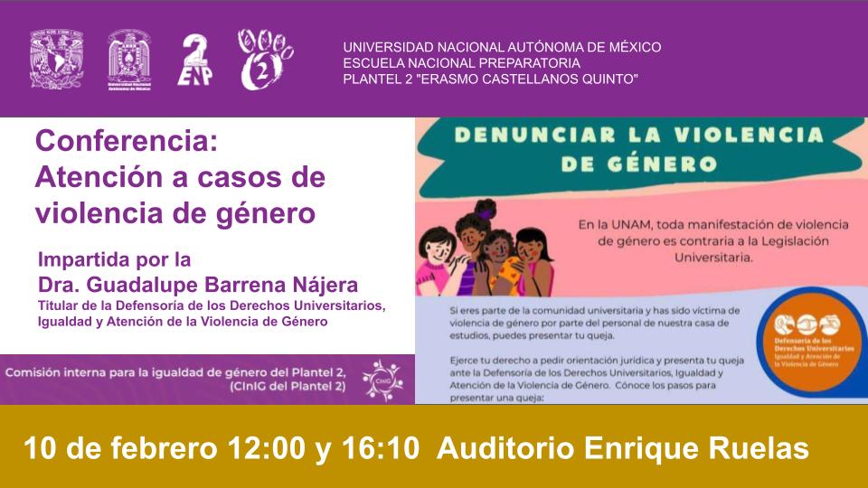 UNAMDDU's tweet photo. Comunidad #ENP2:

Acompáñanos en la conferencia "Atención a casos de violencia de género"

🗓️ Hoy, 10 de febrero
⏰ 12 y 16:10 hrs.
📍 Auditorio Enrique Ruelas https://t.co/e2yYuwfsJ1