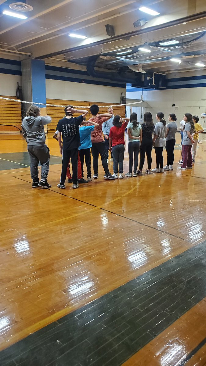 Fun Friday with volleyball game in gym class