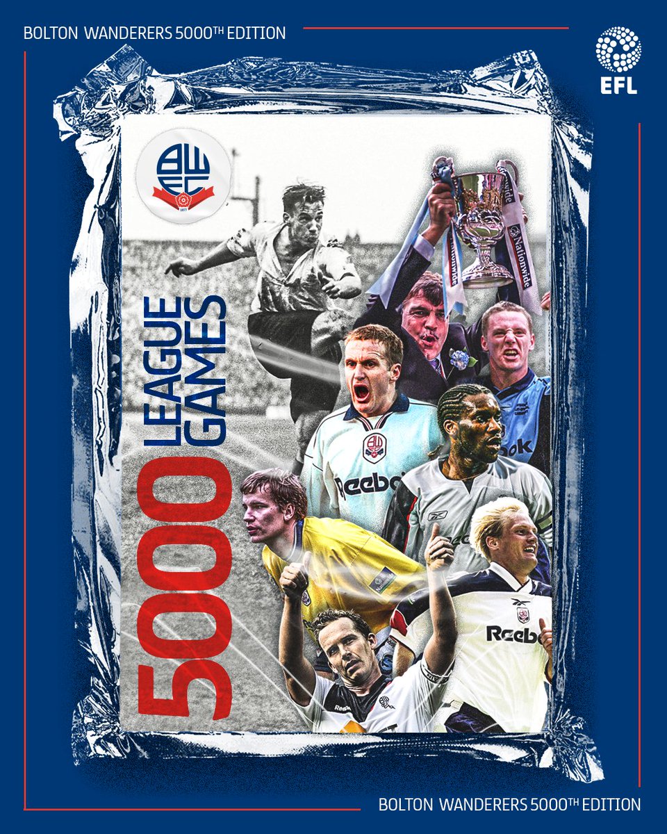 Congratulations to @OfficialBWFC, who today will reach the milestone of 5000 league games. 👏 #EFL | #BWFC5000