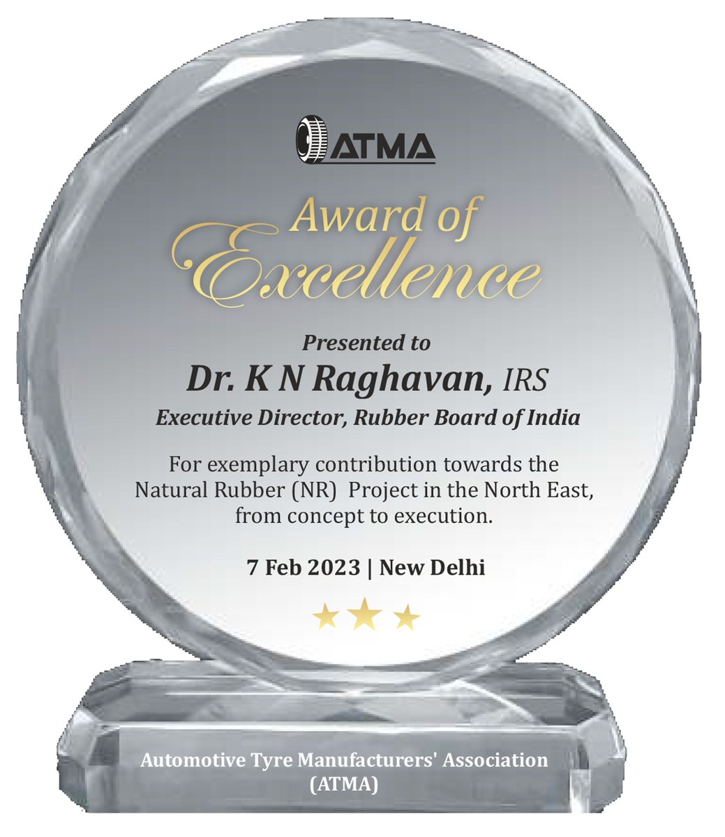 atmaindia_org's tweet image. Chief Guest on the occasion Mr Hisashi Takeuchi, MD &amp;amp; CEO Maruti Suzuki India Ltd conferred the award in the presence of ATMA Chairman Mr Satish Sharma and Tyre Industry captains Mr Onkar S Kanwar and Dr Raghupati Singhania
#RubberBoard #ATMARawMaterialSecurityInitiativeAward