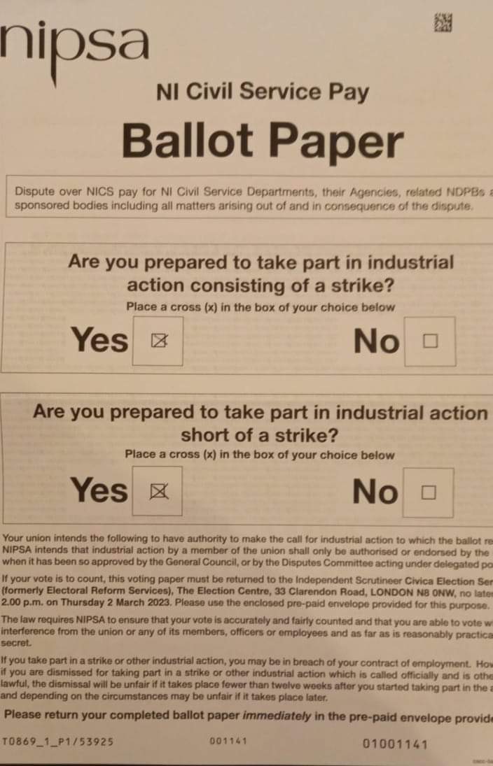 strike ballots have started to arrive. Make sure you fill yours in and return it as soon as you get yours.
#wewillnotbeleftbehind
#nipsa #nipsadfc #generalstrikenow
