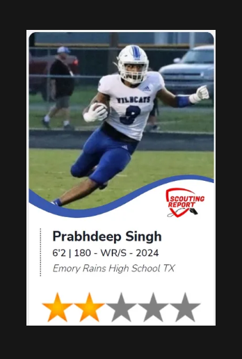 Recruiting Power: 2 ⭐️⭐️
in the 903/936 bEAST TEXAS area

@PrabSinghATH 
 
Emory-Rains HS TX
Coach: <a href="/CharlieCoker/">Charlie Coker</a> 
Coach: <a href="/NobleKelleyJr1/">Coach Kelley 🏈🏀</a>