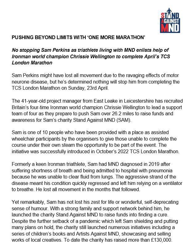 chrissiesmiles's tweet image. Honoured, proud &amp;amp; excited to be part of an incredible 4-some pushing the even more incredible @TriSam81 around the @LondonMarathon this April, raising awareness of MND &amp;amp; much needed funds for @StandAgainstMND. Please share &amp;amp; support this #OneLastMarathon challenge. #mnd #marathon
