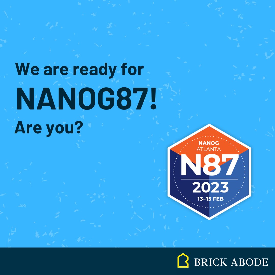 BrickAbode_'s tweet photo. Big news for all networking enthusiasts!

NANOG 87 is just around the corner and we couldn't be more excited! We'll be diving into the world of network engineering and exploring the latest developments in network automation, security, and cloud technology. 

#brickabode #nanog87 https://t.co/9VJAmS0cOp