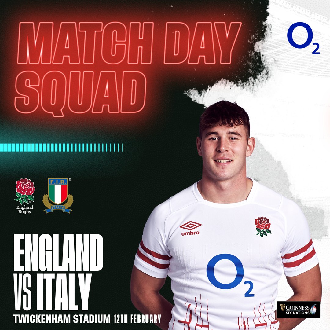 EnglandRugby's tweet photo. Our team to take on Italy in the @sixnationsrugby 🌹

@O2 | #WearTheRose