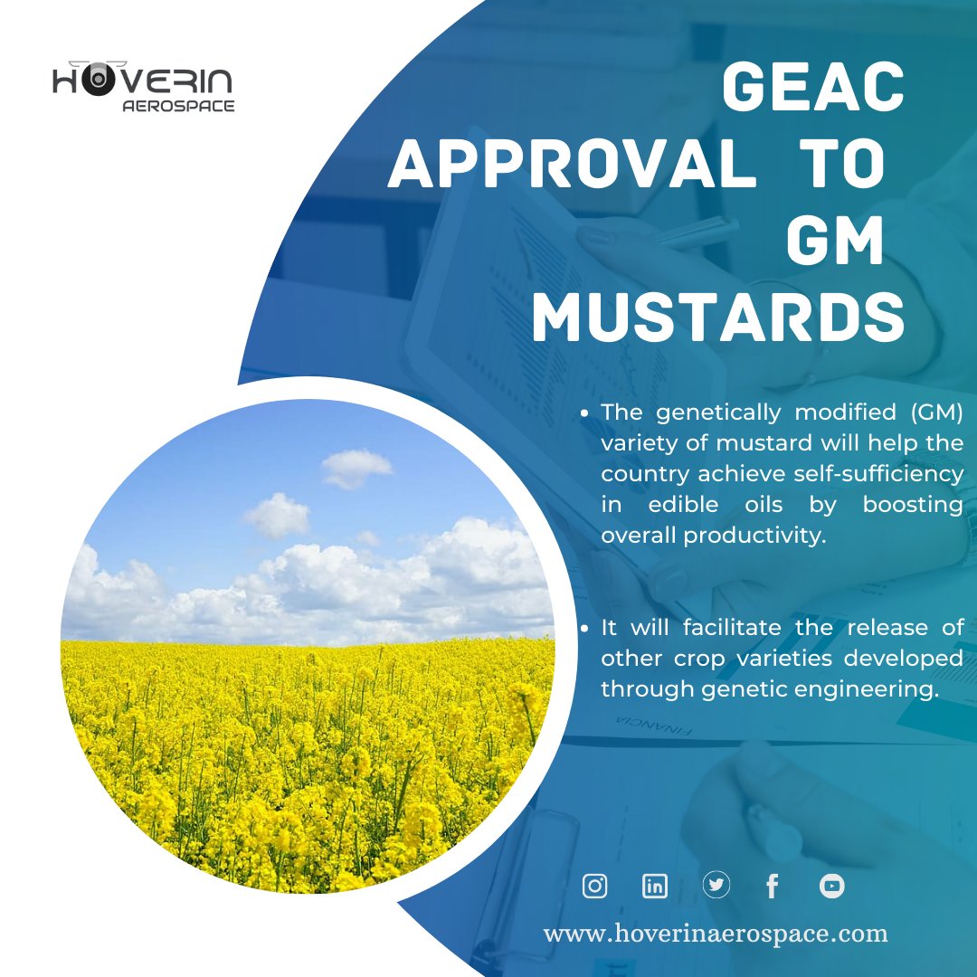 hoverinaero's tweet photo. GM mustard is paving a way for transformation in Indian agriculture. It will be easier for us to achieve food security and nutritional security at a greater pace.
Hoverin aerospace promote this GEAC approval. Farmers now enjoy disease free mustard in their farm. https://t.co/lEg5djLr86