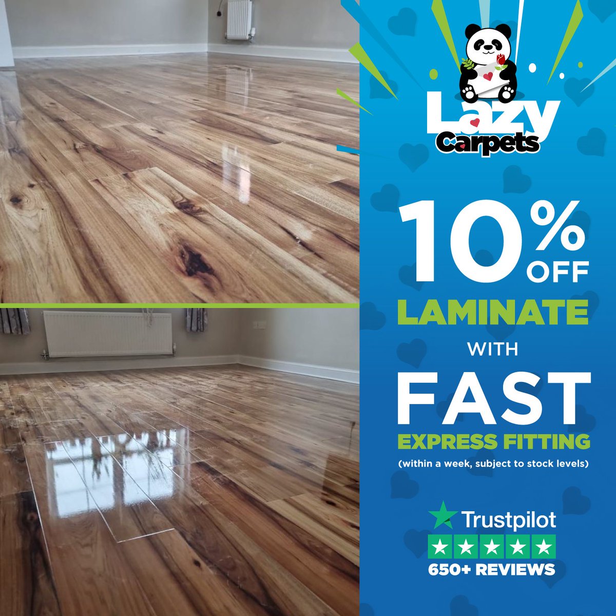 lazycarpets's tweet photo. How stunning is our Kaindl P80070💎Super💎High💎Gloss💎Laminate💎 that our team have just installed? Just wow! 🐼

During ❤ February ❤ you can save 10% on your laminate floor order.

 If you'd like the "Lazy" treatment then why not drop our team a DM today !🐼 https://t.co/V4fI2673wY