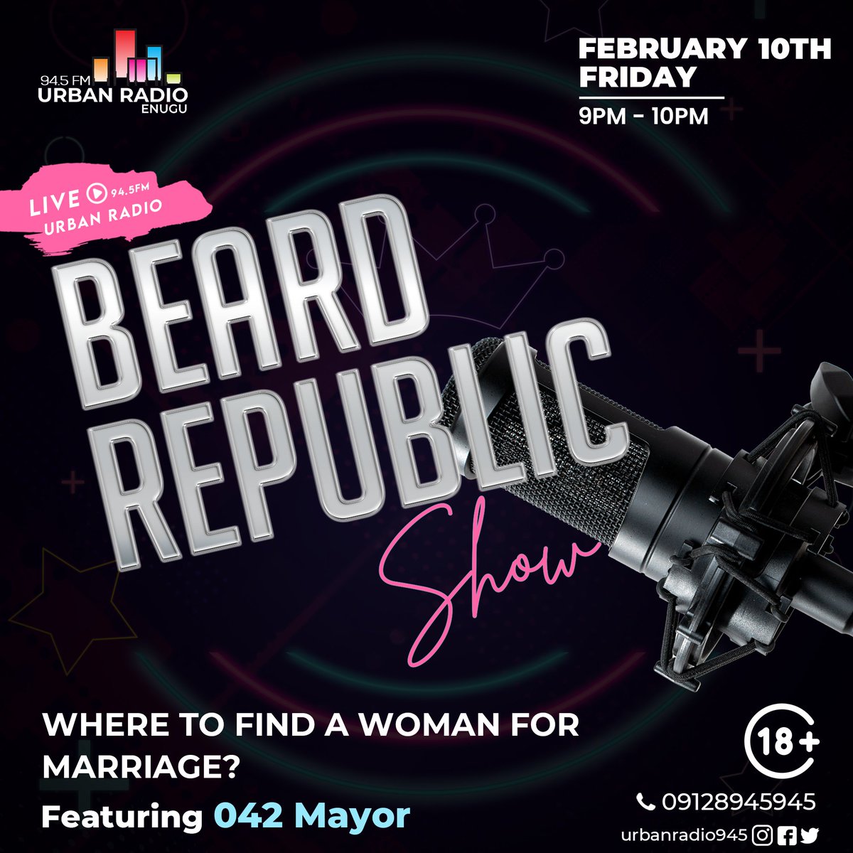 UrbanRadio945's tweet photo. Introducing The Beard Republic. 
Facilitating the conversations of men, for men and by men.

In today's episode, we will be discussing where to find a woman for marriage.

You can stream live on https://t.co/UGTZYdaYgR
#beardrepublic #urbanradio945 https://t.co/TP9nDCqQQO