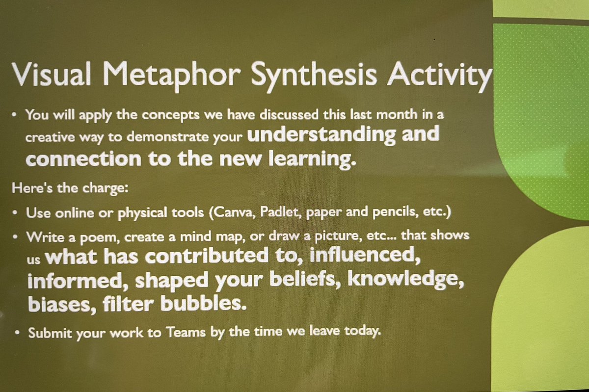 OPSCHSLib's tweet photo. @OPSCentralHigh “Thinking For Yourself” students creating visual metaphors for the origins of their beliefs, knowledge, biases, filter bubbles. @JustMenten @BethWilson402 @OmahaCHSIB https://t.co/z8XocxJs9j