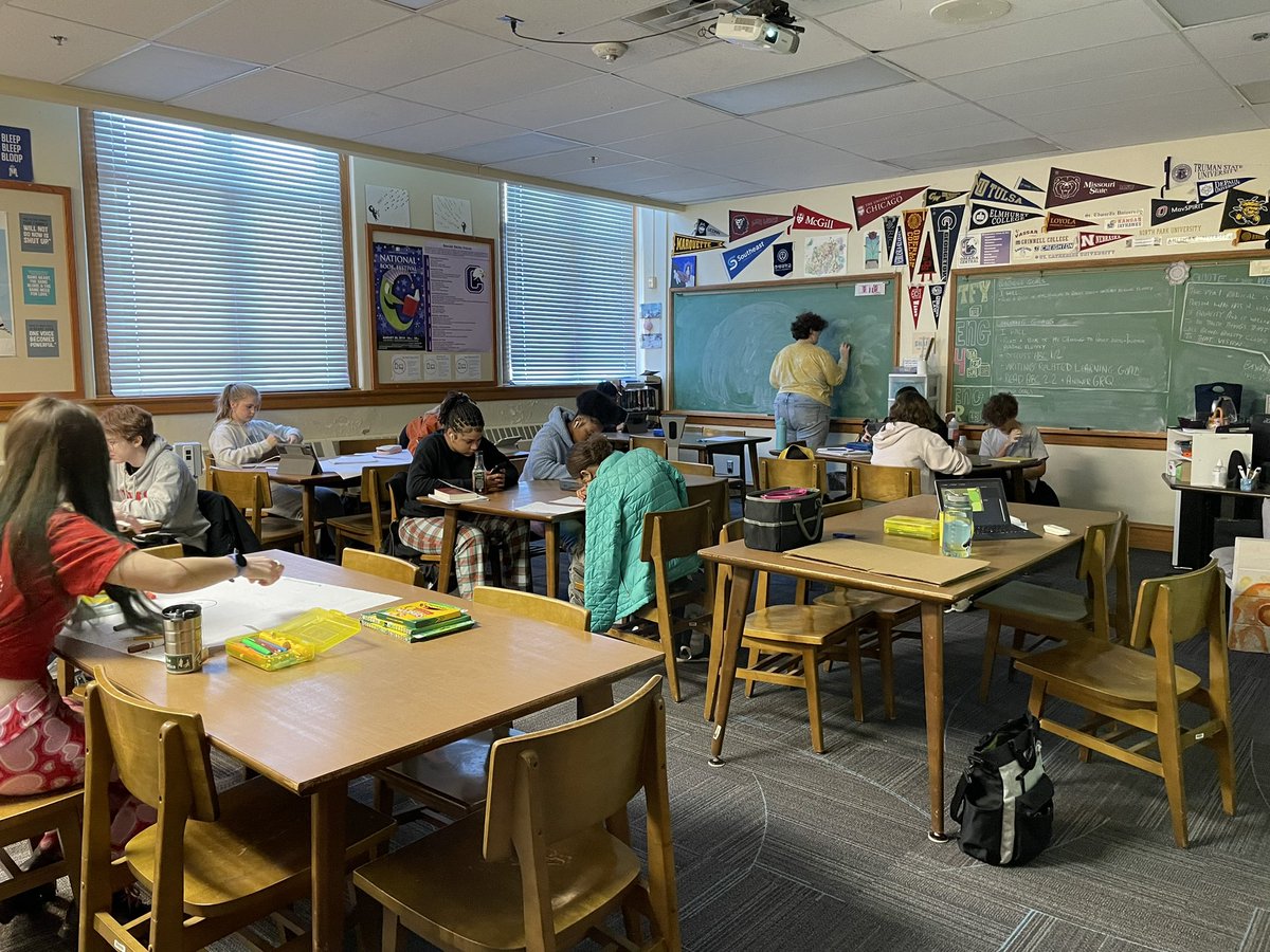 OPSCHSLib's tweet photo. @OPSCentralHigh “Thinking For Yourself” students creating visual metaphors for the origins of their beliefs, knowledge, biases, filter bubbles. @JustMenten @BethWilson402 @OmahaCHSIB https://t.co/z8XocxJs9j