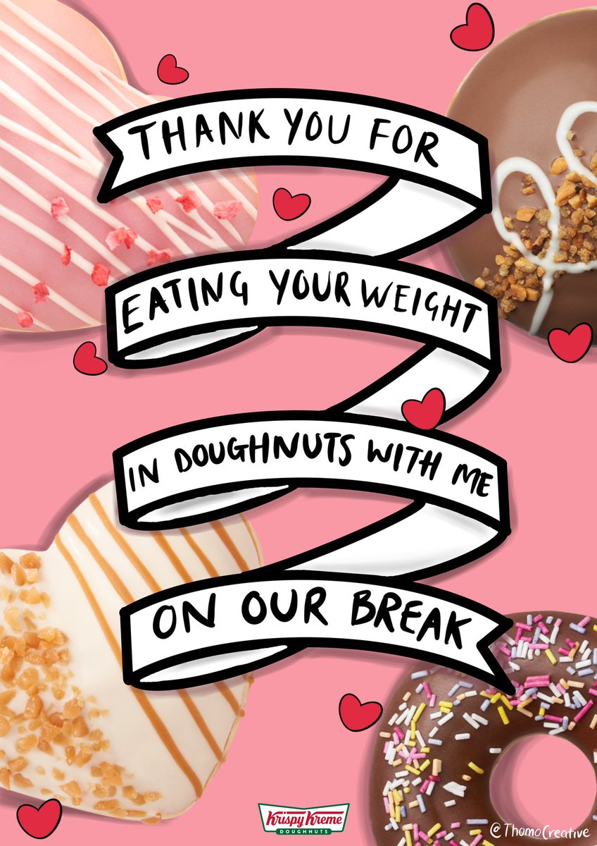 ThomoCreative's tweet photo. Create #ValentinesDay cards/posters featuring lovingly-made @KrispyKremeUK doughnuts to show some love for your work spouses &amp; workmates!! #JoyUnboxed 
@OneMinuteBriefs https://t.co/G0EMckSXlU