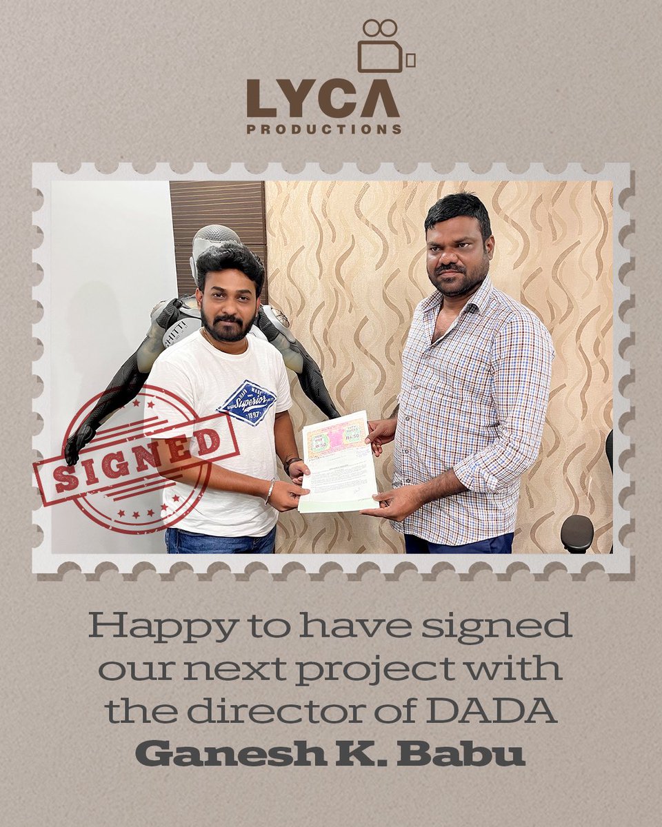 Lyca Productions (@lycaproductions) on Twitter photo We are extremely elated to announce that we have signed ✍🏻 our next project with the young & happening <a href="/ganeshkbabu/">ganesh.k.babu</a> ✨ the director of #DADA 🎬 We are extremely elated to announce that we have signed ✍🏻 our next project with the young & happening <a href="/ganeshkbabu/">ganesh.k.babu</a> ✨ the director of #DADA 🎬