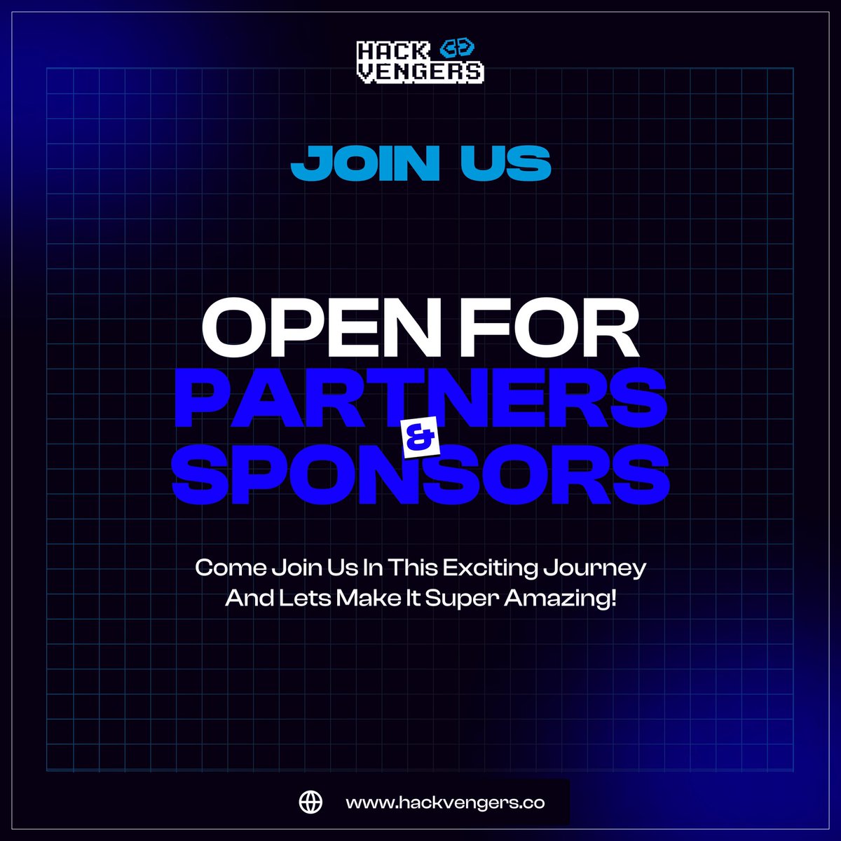 Hack_Vengers's tweet photo. "Join us in our quest for innovation at Hack Vengers! We're looking for event partners and sponsors to help make this event a massive success.
Let's make Hack Vengers an unforgettable experience together! #HackVengers #EventPartners #SponsorshipOpportunities #TechRevolution" https://t.co/CFccuMzNQL