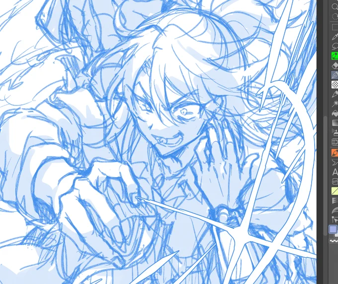 気長に描いてるのでマイナーチェンジ手の甲の筋が描きたくて左手ちょっと変えた 